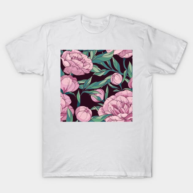 Flowers peonies floral pattern T-Shirt by  ESHA-Studio